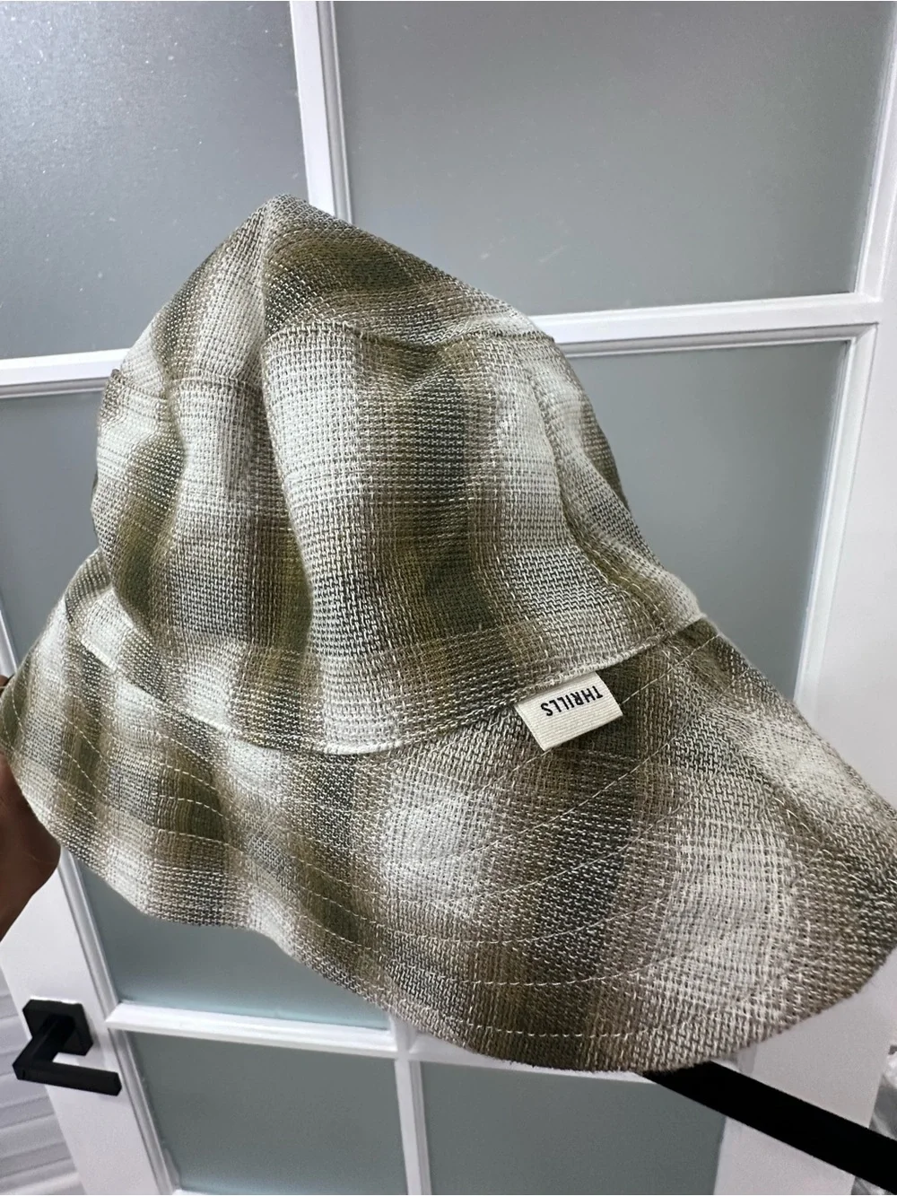Thrills Plaid Bucket Hat One Size Olive Gray Check Lightweight Unisex Byron Bay
